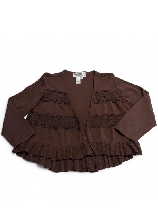 Joseph A Sweaters - Vintage 90’s Crochet Ruffled Bolero Shrug Cardigan Women’s XL Festival Summer